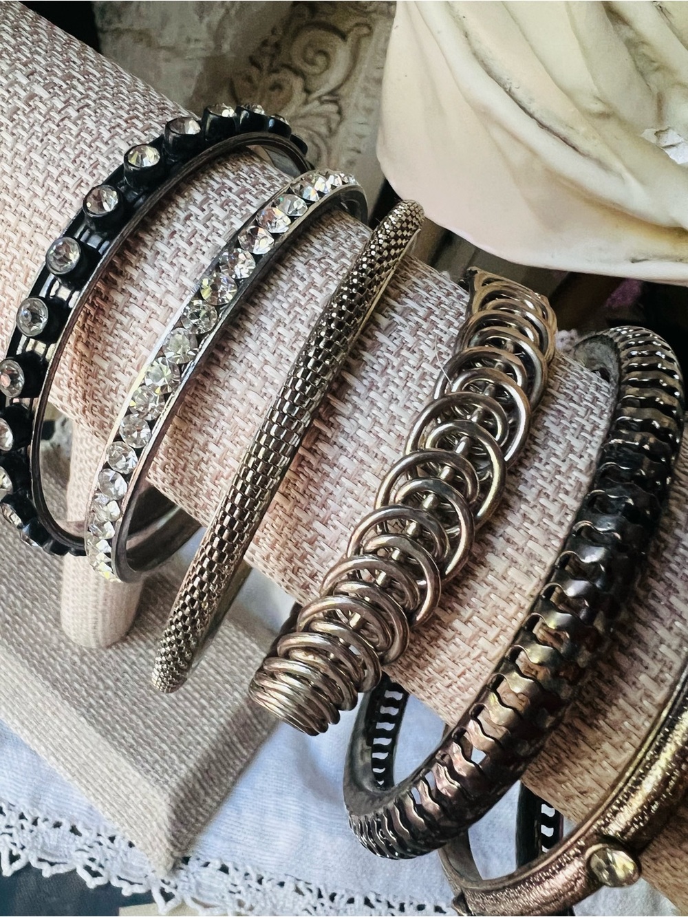 Silver-Tone Metallic Bracelet Set of 7 like new!